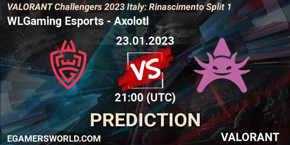 Pronósticos WLGaming Esports - Axolotl. 23.01.2023 at 22:00. VALORANT Challengers 2023 Italy: Rinascimento Split 1 - VALORANT