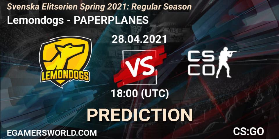 Pronósticos Lemondogs - PAPERPLANES. 28.04.21. Svenska Elitserien Spring 2021: Regular Season - CS2 (CS:GO)