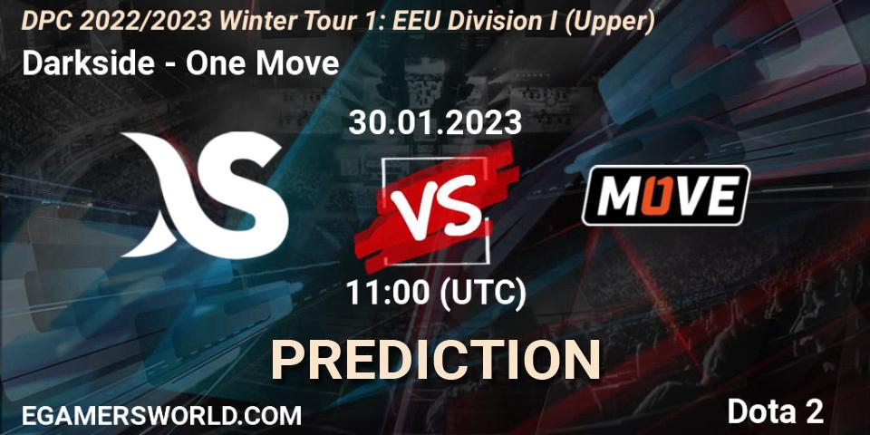 Pronósticos Darkside - One Move. 30.01.2023 at 14:16. DPC 2022/2023 Winter Tour 1: EEU Division I (Upper) - Dota 2