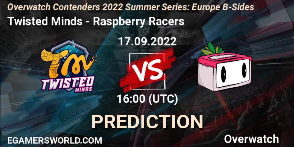 Pronósticos Twisted Minds - Raspberry Racers. 17.09.2022 at 16:00. Overwatch Contenders 2022 Summer Series: Europe B-Sides - Overwatch
