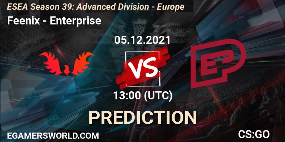 Pronósticos Feenix - Enterprise. 05.12.2021 at 13:00. ESEA Season 39: Advanced Division - Europe - Counter-Strike (CS2)