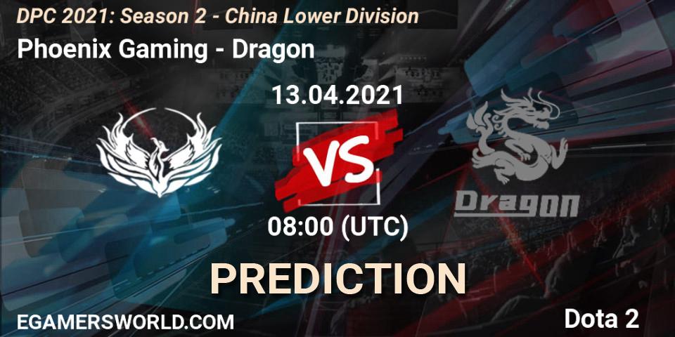 Pronósticos Phoenix Gaming - Dragon. 13.04.2021 at 07:02. DPC 2021: Season 2 - China Lower Division - Dota 2