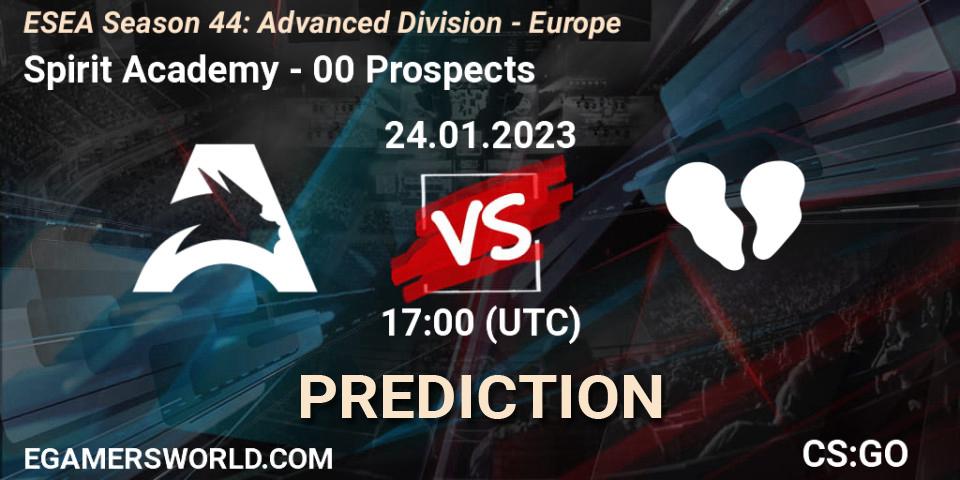 Pronósticos Spirit Academy - 00 Prospects. 26.01.23. ESEA Season 44: Advanced Division - Europe - CS2 (CS:GO)