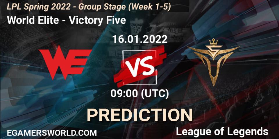Pronósticos World Elite - Victory Five. 16.01.22. LPL Spring 2022 - Group Stage (Week 1-5) - LoL