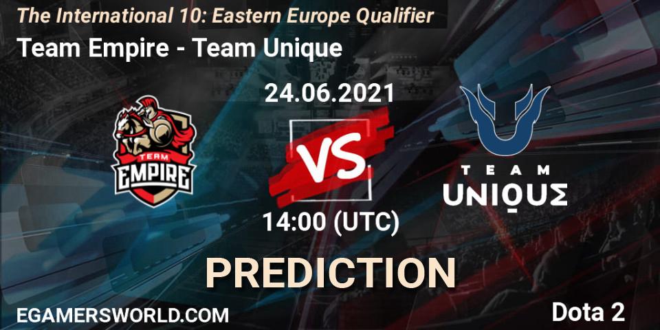 Pronósticos Team Empire - Team Unique. 24.06.21. The International 10: Eastern Europe Qualifier - Dota 2