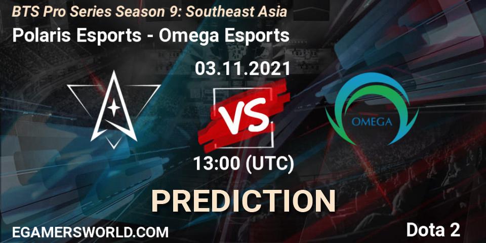 Pronósticos Polaris Esports - Omega Esports. 03.11.2021 at 13:20. BTS Pro Series Season 9: Southeast Asia - Dota 2