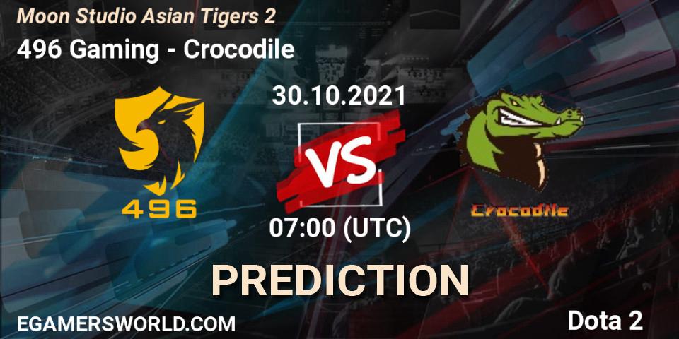 Pronósticos 496 Gaming - Crocodile. 30.10.2021 at 07:06. Moon Studio Asian Tigers 2 - Dota 2