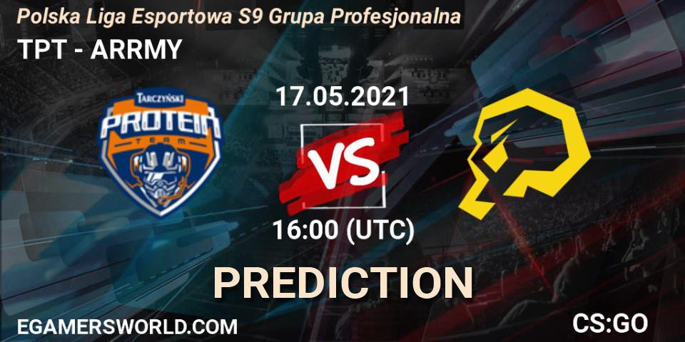 Pronósticos TPT - ARRMY. 17.05.2021 at 16:00. Polska Liga Esportowa S9 Grupa Profesjonalna - Counter-Strike (CS2)