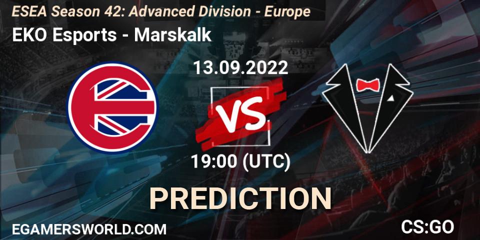 Pronósticos EKO Esports - Marskalk. 13.09.2022 at 19:00. ESEA Season 42: Advanced Division - Europe - Counter-Strike (CS2)