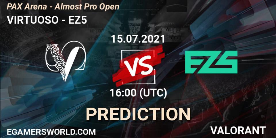Pronósticos VIRTUOSO - EZ5. 15.07.2021 at 21:00. PAX Arena - Almost Pro Open - VALORANT