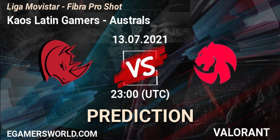 Pronósticos Kaos Latin Gamers - Australs. 13.07.2021 at 23:00. Liga Movistar - Fibra Pro Shot - VALORANT