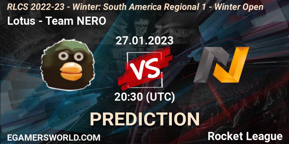 Pronósticos Lotus - Team NERO. 27.01.23. RLCS 2022-23 - Winter: South America Regional 1 - Winter Open - Rocket League
