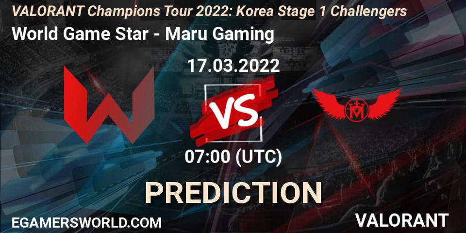 Pronósticos World Game Star - Maru Gaming. 17.03.2022 at 07:00. VCT 2022: Korea Stage 1 Challengers - VALORANT
