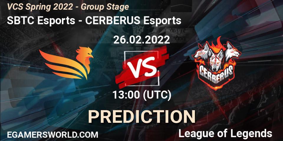 Pronósticos SBTC Esports - CERBERUS Esports. 26.02.2022 at 13:10. VCS Spring 2022 - Group Stage - LoL