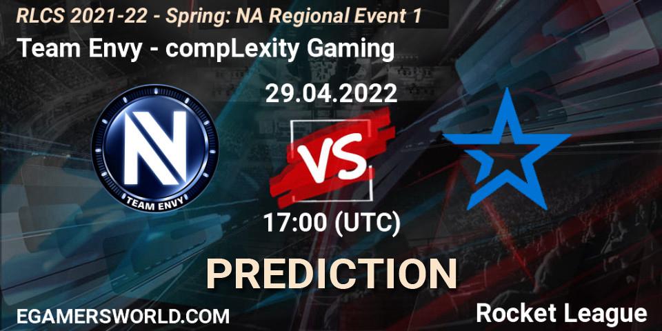 Pronósticos Team Envy - compLexity Gaming. 29.04.22. RLCS 2021-22 - Spring: NA Regional Event 1 - Rocket League