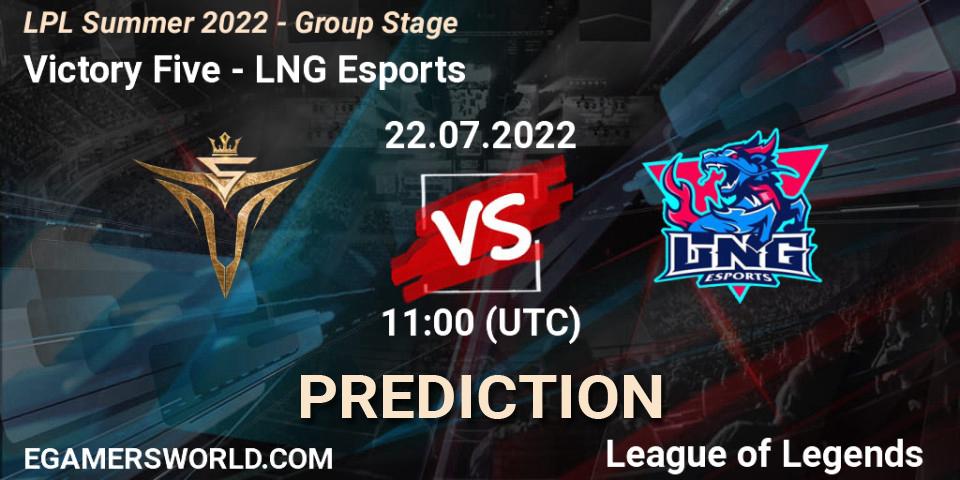 Pronósticos Victory Five - LNG Esports. 22.07.22. LPL Summer 2022 - Group Stage - LoL