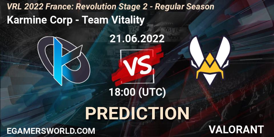 Pronósticos Karmine Corp - Team Vitality. 21.06.2022 at 18:15. VRL 2022 France: Revolution Stage 2 - Regular Season - VALORANT