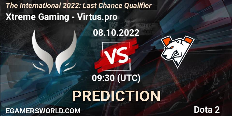 Pronósticos Xtreme Gaming - Virtus.pro. 08.10.2022 at 09:19. The International 2022: Last Chance Qualifier - Dota 2