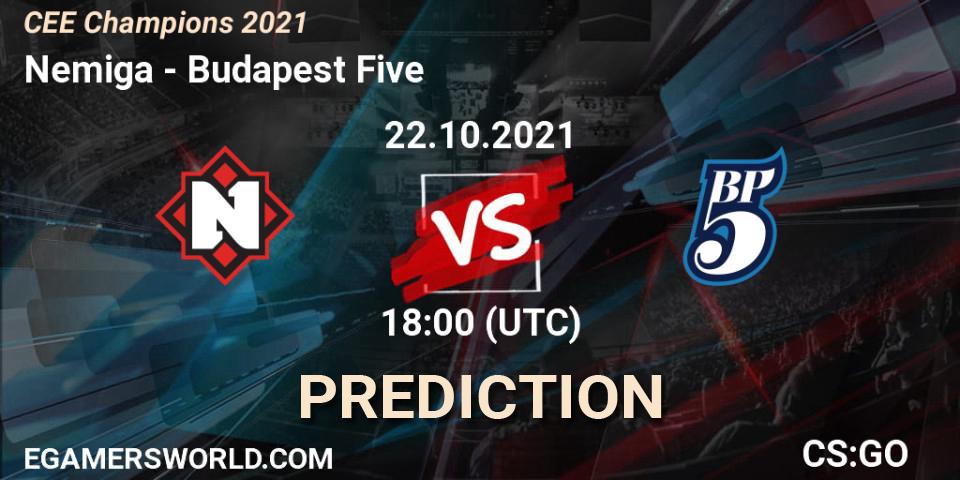 Pronósticos Nemiga - Budapest Five. 22.10.2021 at 18:00. CEE Champions 2021 - Counter-Strike (CS2)