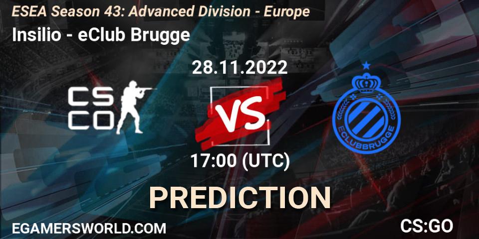 Pronósticos Insilio - eClub Brugge. 28.11.22. ESEA Season 43: Advanced Division - Europe - CS2 (CS:GO)