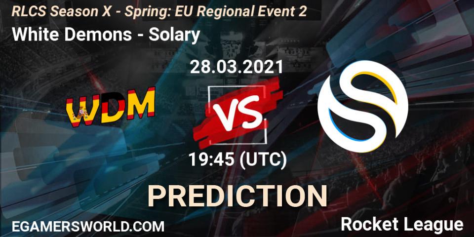 Pronósticos White Demons - Solary. 28.03.2021 at 19:45. RLCS Season X - Spring: EU Regional Event 2 - Rocket League
