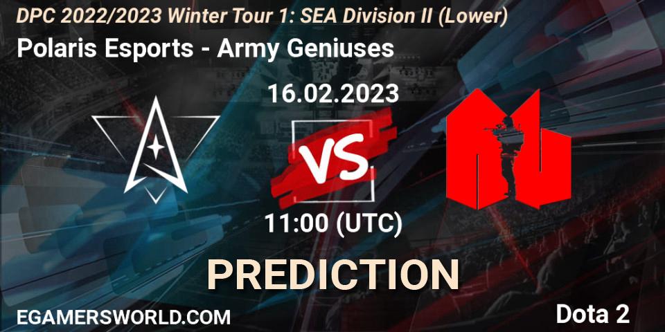 Pronósticos Polaris Esports - Army Geniuses. 17.02.23. DPC 2022/2023 Winter Tour 1: SEA Division II (Lower) - Dota 2
