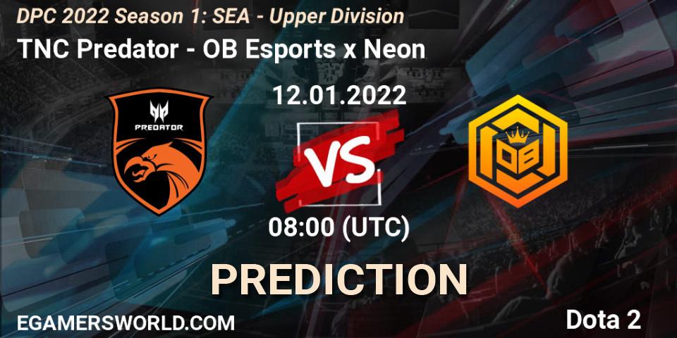 Pronósticos TNC Predator - OB Esports x Neon. 12.01.2022 at 08:03. DPC 2022 Season 1: SEA - Upper Division - Dota 2