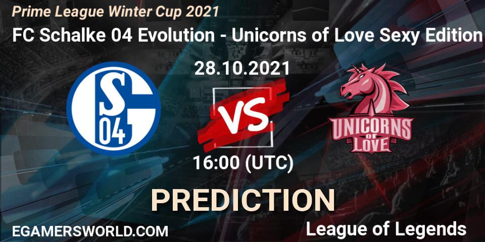Pronósticos FC Schalke 04 Evolution - Unicorns of Love Sexy Edition. 28.10.21. Prime League Winter Cup 2021 - LoL