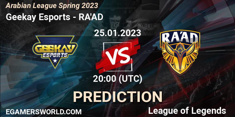 Pronósticos Geekay Esports - RA'AD. 02.02.23. Arabian League Spring 2023 - LoL