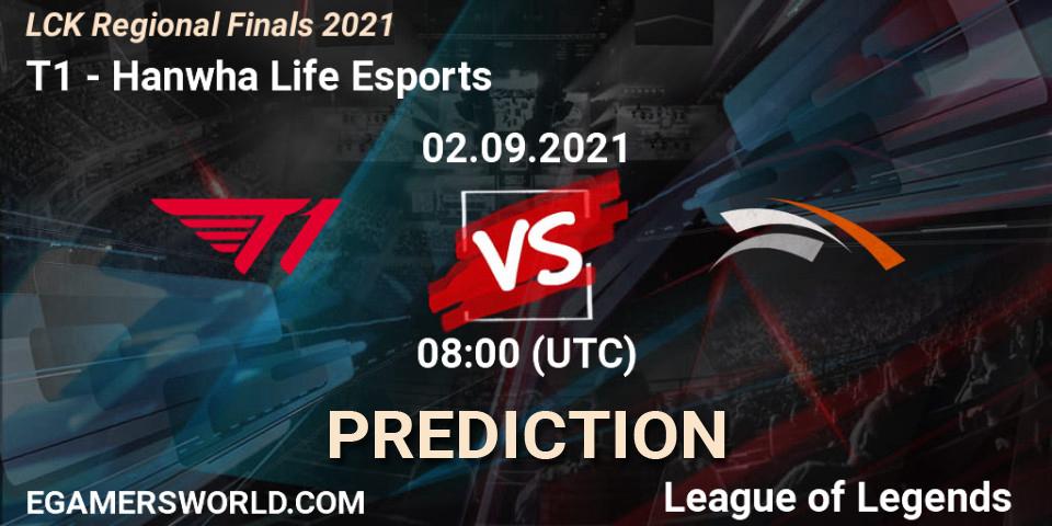 Pronósticos T1 - Hanwha Life Esports. 02.09.2021 at 08:00. LCK Regional Finals 2021 - LoL