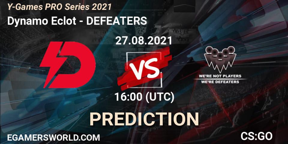 Pronósticos Dynamo Eclot - DEFEATERS. 27.08.2021 at 16:00. Y-Games PRO Series 2021 - Counter-Strike (CS2)