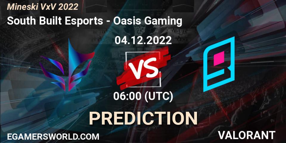Pronósticos South Built Esports - Oasis Gaming. 04.12.2022 at 06:00. Mineski VxV 2022 - VALORANT