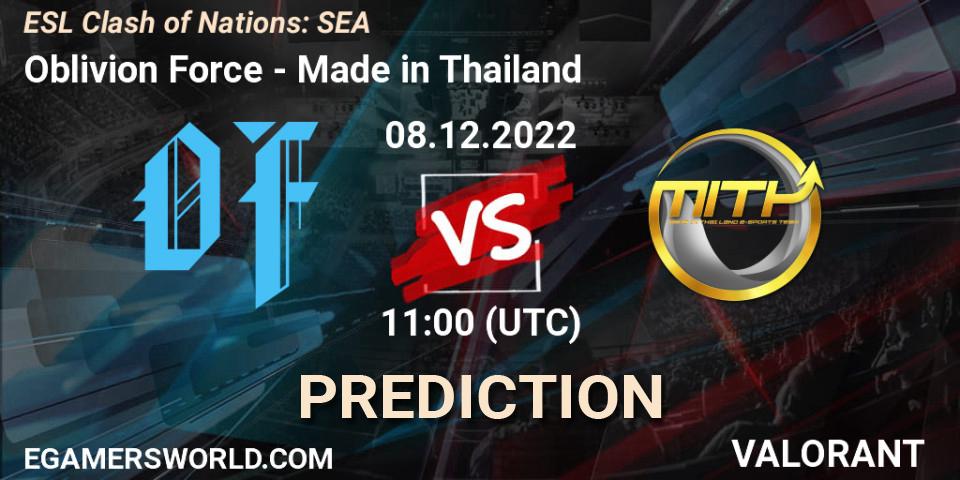 Pronósticos Oblivion Force - Made in Thailand. 08.12.22. ESL Clash of Nations: SEA - VALORANT