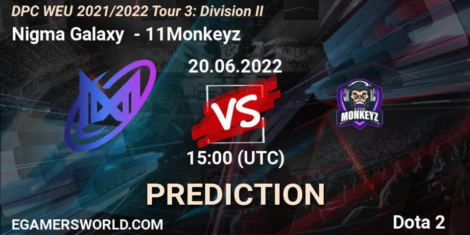 Pronósticos Nigma Galaxy - 11Monkeyz. 20.06.2022 at 15:55. DPC WEU 2021/2022 Tour 3: Division II - Dota 2