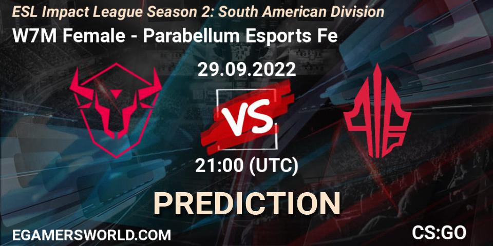 Pronósticos W7M Female - Parabellum Esports Fe. 29.09.22. ESL Impact League Season 2: South American Division - CS2 (CS:GO)