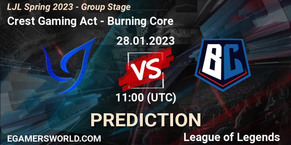 Pronósticos Crest Gaming Act - Burning Core. 28.01.23. LJL Spring 2023 - Group Stage - LoL