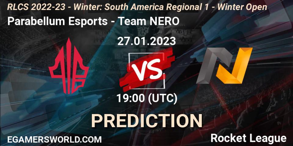 Pronósticos Parabellum Esports - Team NERO. 27.01.2023 at 19:00. RLCS 2022-23 - Winter: South America Regional 1 - Winter Open - Rocket League