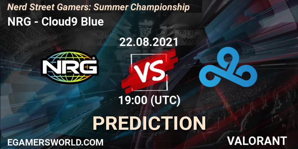 Pronósticos NRG - Cloud9 Blue. 22.08.2021 at 19:00. Nerd Street Gamers: Summer Championship - VALORANT