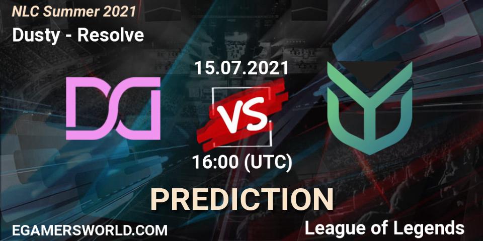 Pronósticos Dusty - Resolve. 15.07.2021 at 16:00. NLC Summer 2021 - LoL