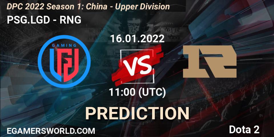 Pronósticos PSG.LGD - RNG. 16.01.22. DPC 2022 Season 1: China - Upper Division - Dota 2