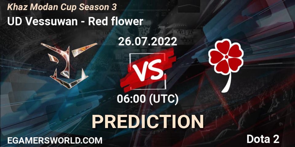 Pronósticos UD Vessuwan - Red flower. 26.07.2022 at 06:21. Khaz Modan Cup Season 3 - Dota 2