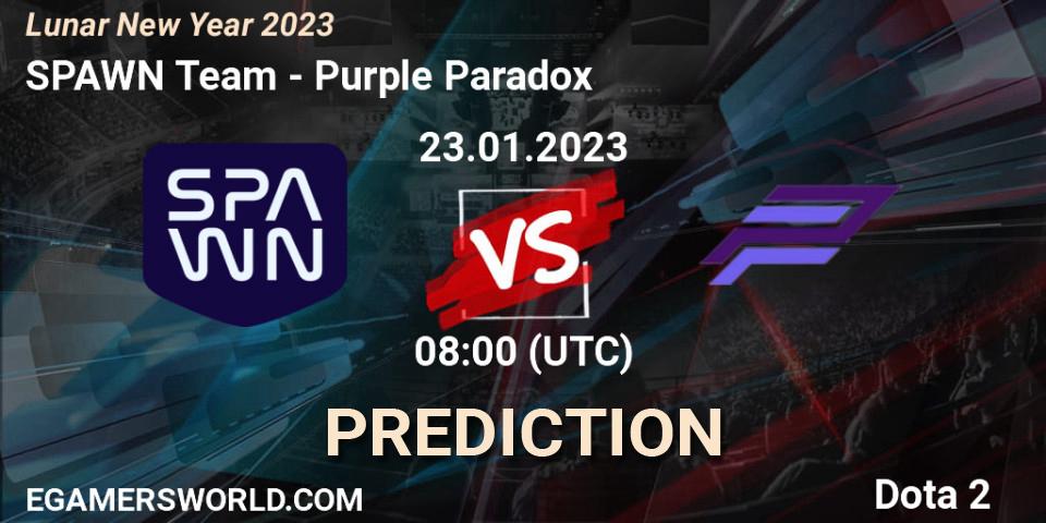 Pronósticos SPAWN Team - Purple Paradox. 23.01.23. Lunar New Year 2023 - Dota 2