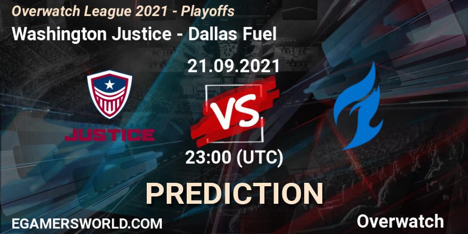 Pronósticos Washington Justice - Dallas Fuel. 21.09.2021 at 23:00. Overwatch League 2021 - Playoffs - Overwatch