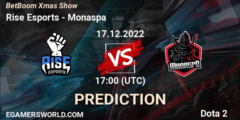 Pronósticos Rise Esports - Monaspa. 17.12.2022 at 17:01. BetBoom Xmas Show - Dota 2
