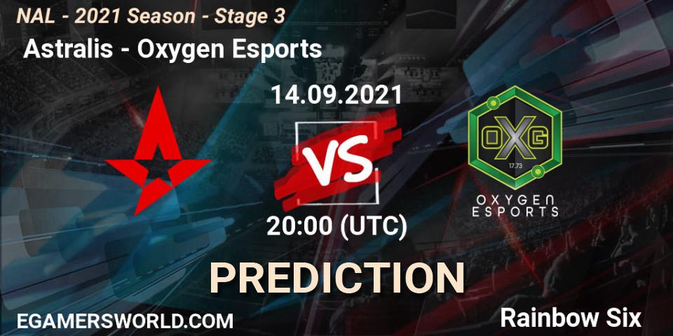 Pronósticos Astralis - Oxygen Esports. 14.09.2021 at 20:00. NAL - 2021 Season - Stage 3 - Rainbow Six