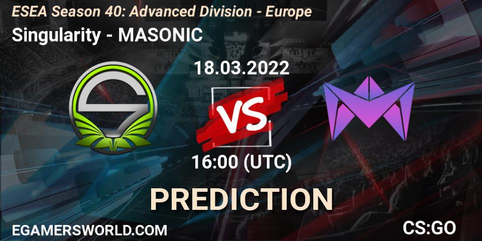 Pronósticos Singularity - MASONIC. 18.03.22. ESEA Season 40: Advanced Division - Europe - CS2 (CS:GO)