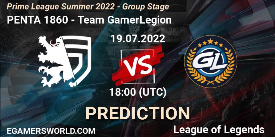 Pronósticos PENTA 1860 - Team GamerLegion. 19.07.22. Prime League Summer 2022 - Group Stage - LoL
