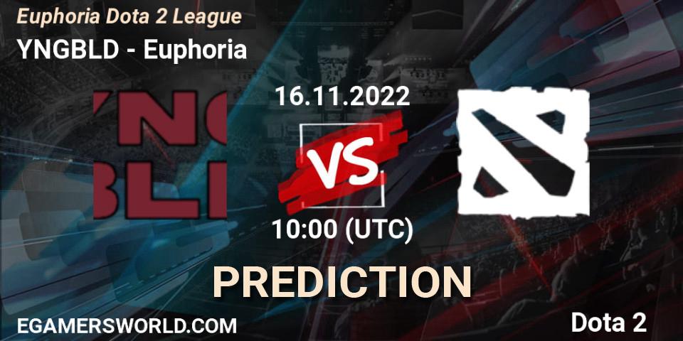 Pronósticos YNGBLD - Euphoria. 16.11.2022 at 11:19. Euphoria Dota 2 League - Dota 2