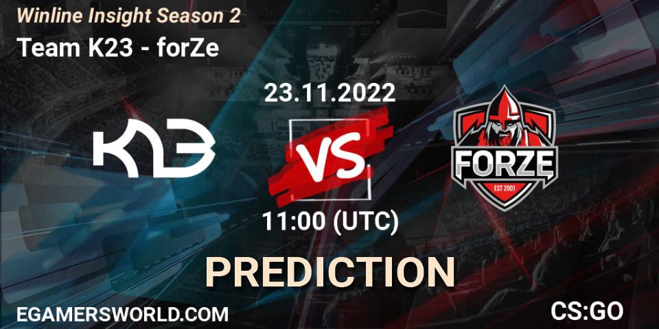 Pronósticos Team K23 - forZe. 23.11.2022 at 11:00. Winline Insight Season 2 - Counter-Strike (CS2)
