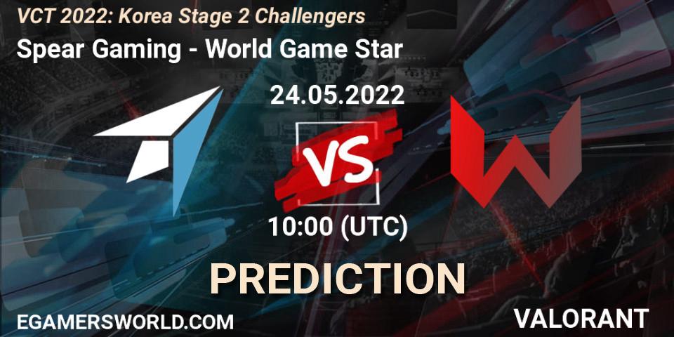 Pronósticos Spear Gaming - World Game Star. 24.05.2022 at 11:00. VCT 2022: Korea Stage 2 Challengers - VALORANT
